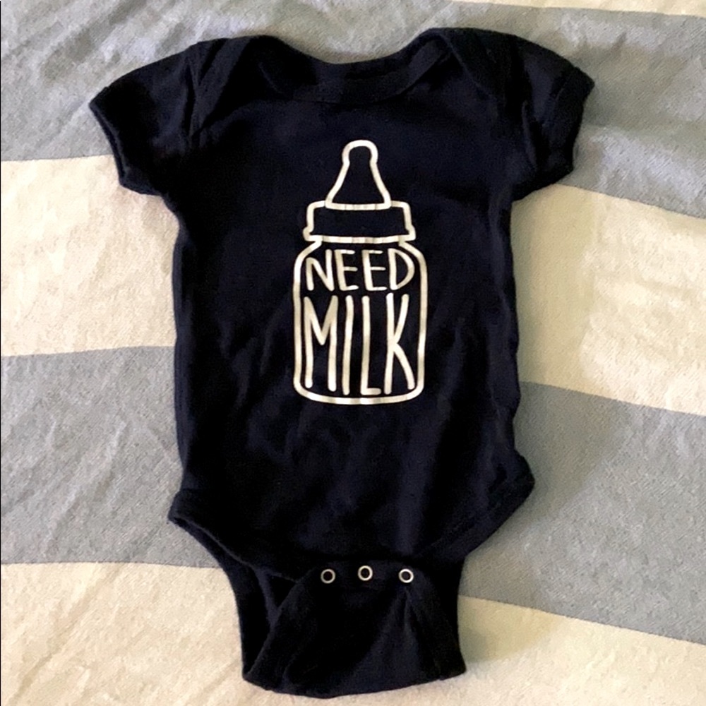 Baby matching Need Milk onesie 6M